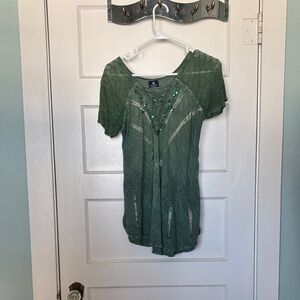 Advanced Apparel Elegant Green Blouse with Sequined Detail Free Size